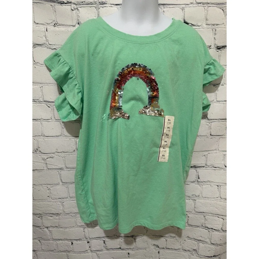 NWT Cat & Jack Girls T-shirts Yellow & Green size xl (14) Set Of 2